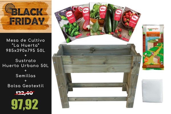 PACK MESA DE CULTIVO "LA HUERTA" 99 X 39 X 80 cm 50L