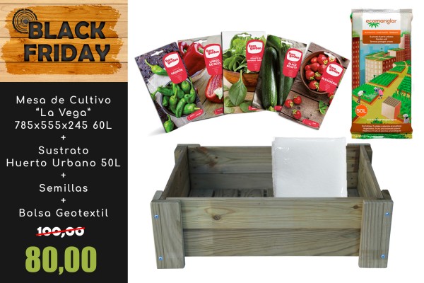 PACK MESA DE CULTIVO "LA VEGA" 79 X 56 X 80 60L