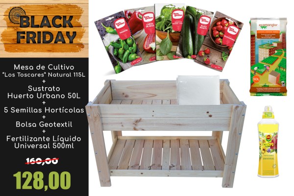 PACK MESA DE CULTIVO "LOS TOSCARES" 1185X645X795 115L NATURAL